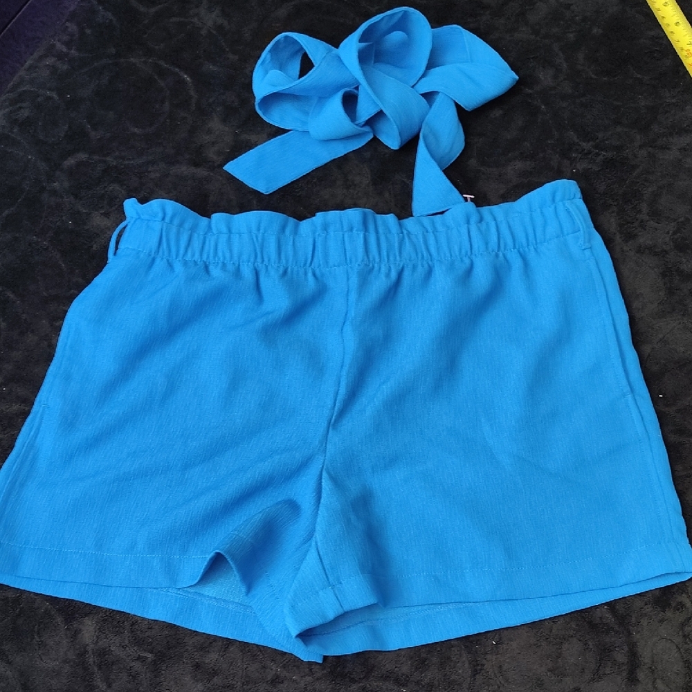 Women's Blue Shorts LOFT OUTLET WOMENS BLUE ππππ SHORTS WITH BELT WRAP - Picture 1 of 12